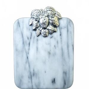Marble Cheese Tray Cutting Board Pewter Gray and White Rectangular appr  11x8"